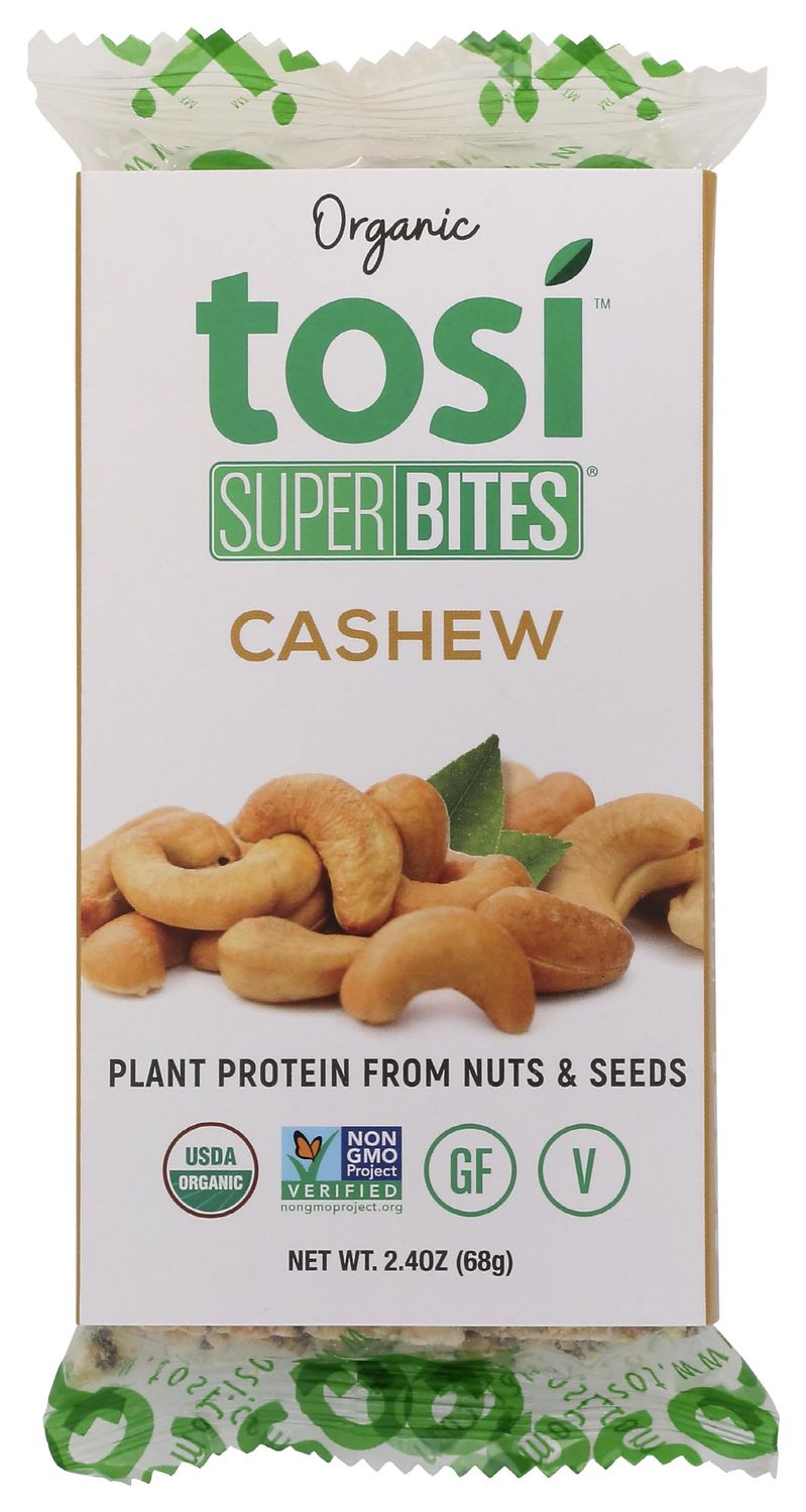 Tosi Organic SuperBites Vegan Snacks, Cashew, 2.4 Oz, Pack of 1
