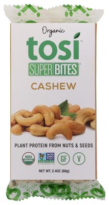 Tosi Organic SuperBites Vegan Snacks, Cashew, 2.4 Oz, Pack of 1