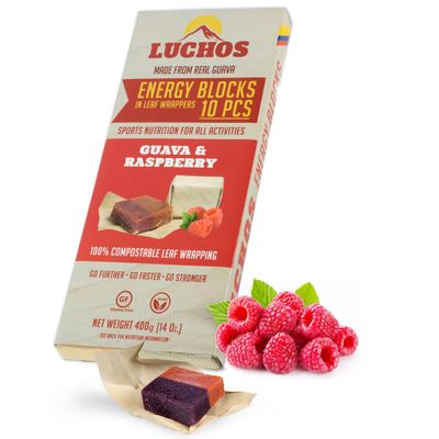 LUCHOS Natural High Energy Bars, Raspberry 10 Packs - High Carb Bars for Sports Endurance, Cycling &amp; Workouts - Vegan &amp; Gluten Free - Running Healthy Snack Bar, Nutrition Bars with Compostable Wrapper