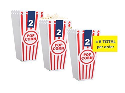 Individual Popcorn Tubs for Movie Nights, Set of 6