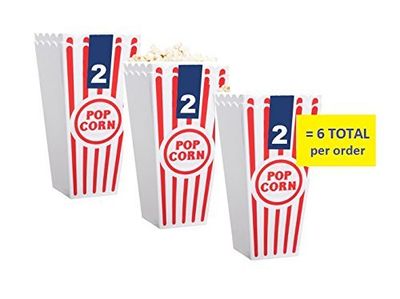 Individual Popcorn Tubs for Movie Nights, Set of 6
