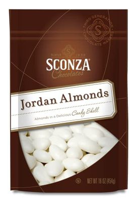 Sconza Jordan Almonds | White Candy Coated California Almonds | Wedding, Bridal and Baby Shower Snack | Made in the USA | Pack of 1 (16 Ounce)