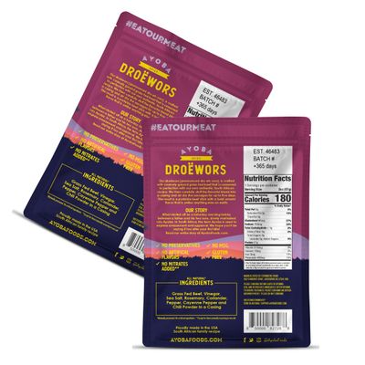 Ayoba Spicy Droewors Grass Fed Beef Paleo Sticks (4 Ounce, Pack of 1) Keto Friendly, Air-Dried Grass Fed Beef Snack - Gluten Free, Nitrate Free, No Sugar, Meat Snacks