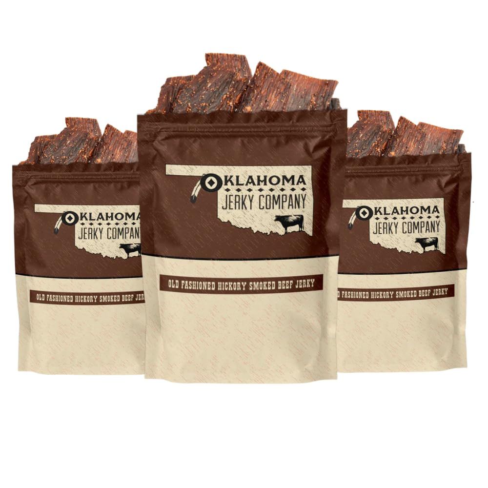 Old Fashioned Hickory Beef Jerky - No Frills Tough and Old Style Dry Beef Jerky - All Natural, Gluten Free, No Added Preservatives and No Added MSG, Healthy Protein Snacks, 2 oz (Pack of 3)