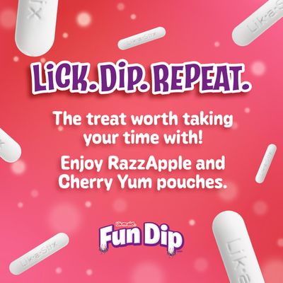Fun Dip Christmas candy LIK-M-AID, Powder candy dip Razzle Apple Magic and Cherry Yum Diddly, 8 pouches