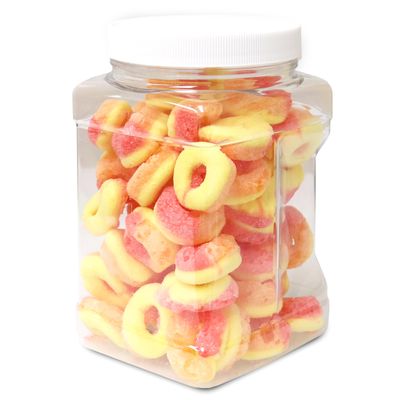 Sarah&#39;s Candy Factory Freeze-Dried Peach Rings Candy - Crunchy &amp; Sweet, Large, Freshness, Halal, Gift &amp; Snack in Reusable Jar Container 12 Oz