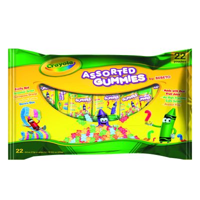 Crayola Assorted Gummy Variety Pack, Back to School &amp; Halloween Treat - Candies with Real Fruit Juice - Sweet &amp; Sour Candy Mix - Individually Wrapped 22 Bags (13.2 oz) by Kervan