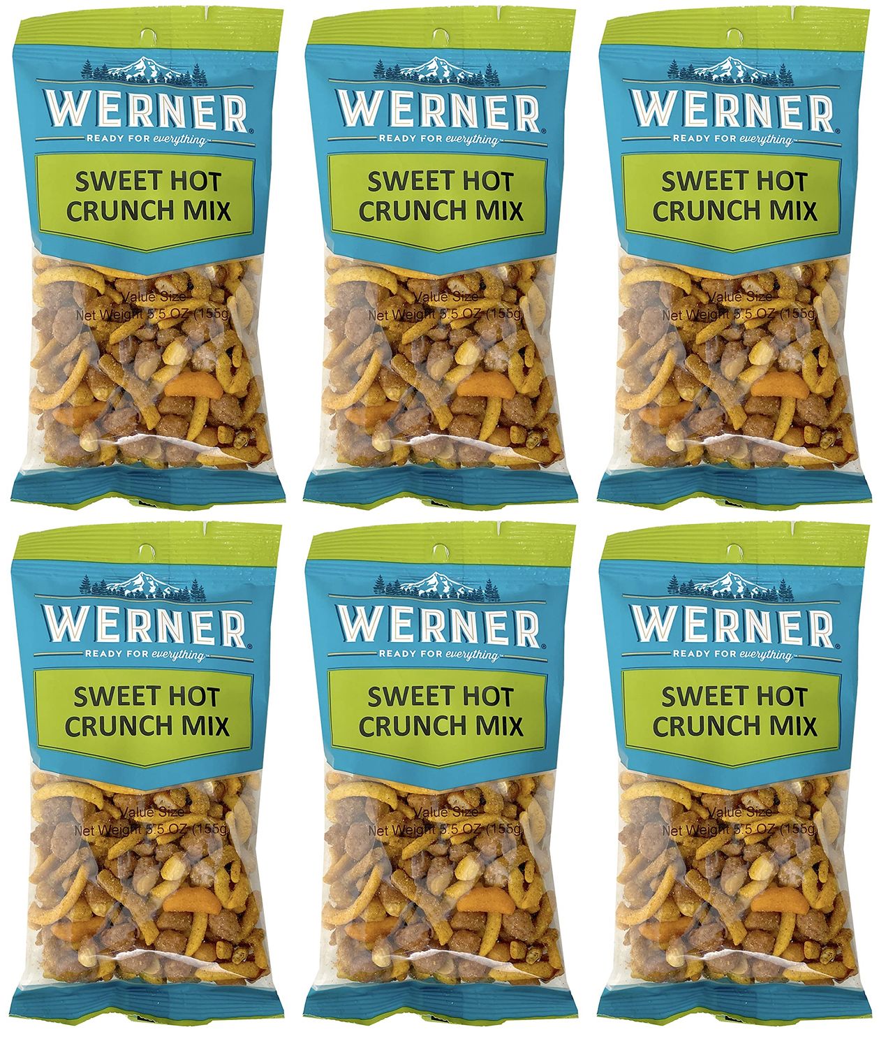 Werner Snacks Sweet Hot Crunch Mix - Spicy Sweet Snack Mix Value Size 5.5 Ounces (Pack of 6)
