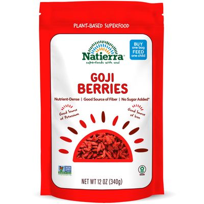 NATIERRA Goji Berries, Non-GMO &amp; Vegan, Gluten-Free, No Sugar Added, 12 Ounce