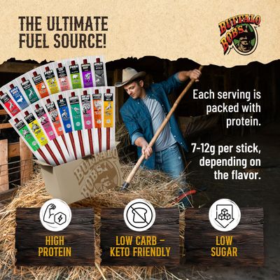 Buffalo Bob's Wild Game Meat Snack Stick - Buffalo Spicy Pepper Stick 10 Pack