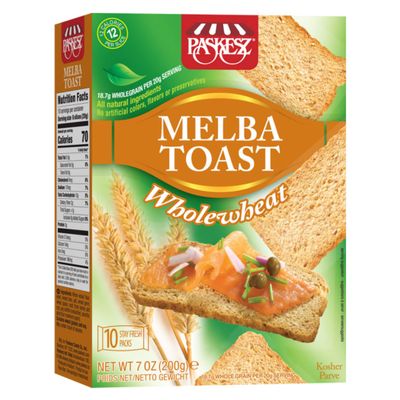 Snacktery Whole Wheat Melba Toast - Thin and Crispy Melba Toast Crackers - Mini Toasts for Dips, Spreads, Salads - 7 Oz