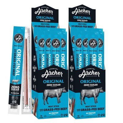 Country Archer Beef Jerky Sticks - Grass Fed Beef Sticks Individually Wrapped, Beef Sticks Bulk, Beef Jerky Snack Packs, Gluten Free, Paleo, Keto - 1 oz Meat Sticks (Pack of 36)