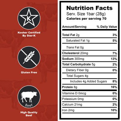 Aufschnitt Beef Bars - High Protein Snack with Grass Fed Beef - Kosher, Halal, and Keto Friendly - Variety Pack, 6 Count