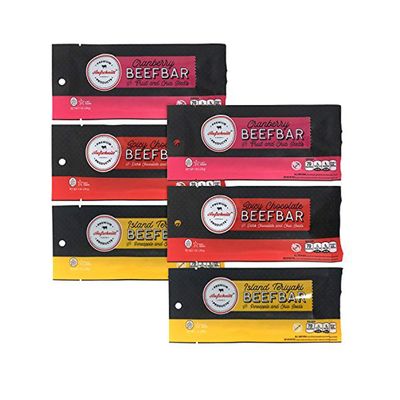 Aufschnitt Beef Bars - High Protein Snack with Grass Fed Beef - Kosher, Halal, and Keto Friendly - Variety Pack, 6 Count