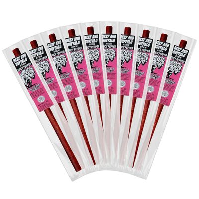 Buffalo Bob&#39;s Wild Game Meat Snack Stick - Buffalo Spicy Pepper Stick 10 Pack