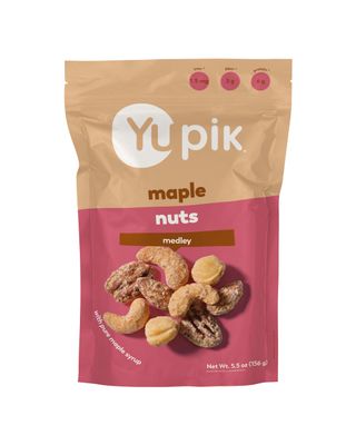 Yupik Mixed Maple Nuts, 5.5 Oz, Gluten-Free Snack, Kosher, Non-GMO, Maple Glazed Nuts, With Pure Maple Syrup, Dry Roasted Almonds, Cashews, Pecans, Hazelnuts, Cozy Cinnamon Flavored Snack