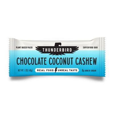 Thunderbird Bars Energy Snack, Gluten-Free with Protein, Healthy Real Food, Vegan Paleo Non-GMO, No Added Sugar, Chocolate Coconut Cashew Flavor (12 Count, 1.7 oz. Bars)