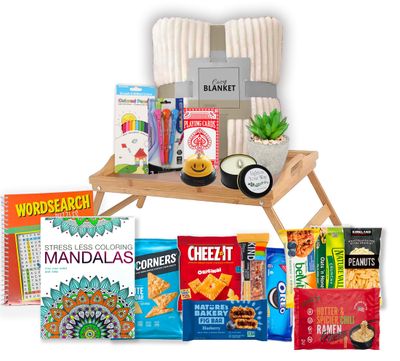 The Ultimate GET WELL soon Gift Basket | Care Package gift Speedy recovery gift set wbed tray, books, snacks &amp; blanket Feel better soon hospital gift bundle for Man, Woman, Kids Boy Girl Teenager