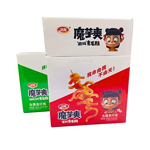 WeiLong Latiao, Damianjin Spicy Gluten, é­”èŠ‹çˆ½é­”èŠ‹ä¸Wei Long Konjac 20 Sachets  360g Chinese Snack,Chanmoyu,Moyushuang, Independent small package. (é¦™è¾£å£å‘³Spicy)