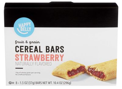 Amazon Brand - Happy Belly Fruit &amp; Grain Cereal Bars, Strawberry , 1.03 Oz, 8 Count (Pack of 1)