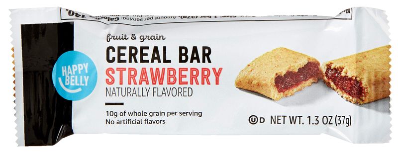 Amazon Brand - Happy Belly Fruit &amp; Grain Cereal Bars, Strawberry , 1.03 Oz, 8 Count (Pack of 1)
