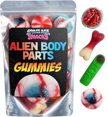 Alien Gummy Body Parts - 10 Ounces of Halloween Candy Bulk for Halloween Gummy Brains and Body Parts - Halloween Gummy Candy Body Part Gummies for Halloween Candy Bowl Halloween Party