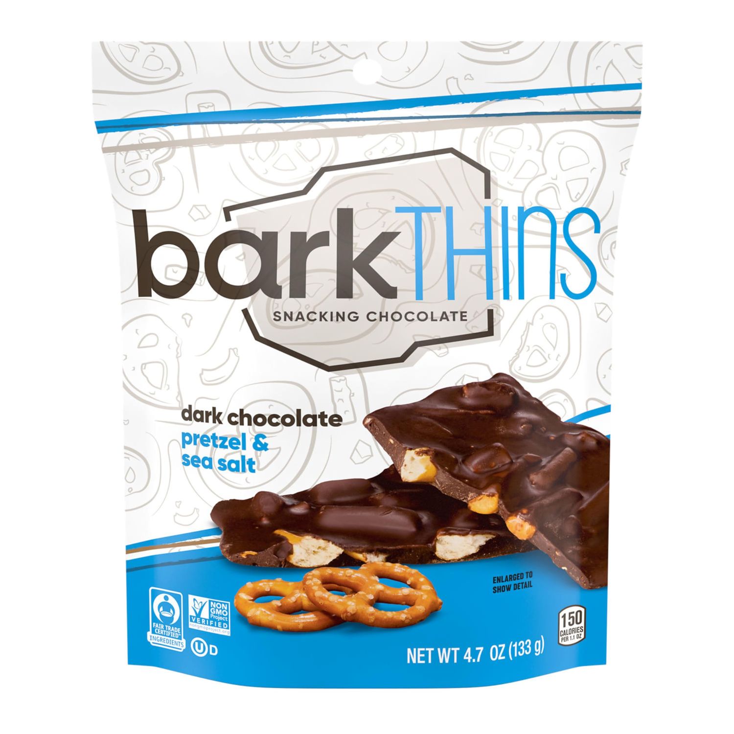 barkTHINS Dark Chocolate Pretzel and Sea Salt Snacking Chocolate Bags, 4.7 oz (6 Count)