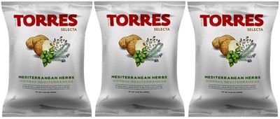 Torres - Mediterranean Herbs Potato Chips, 1.76oz (50g) (3-PACK) | Light and Crispy with Bold Flavors | Perfect Snack for Those with Food Sensitivities | Imported from Spain