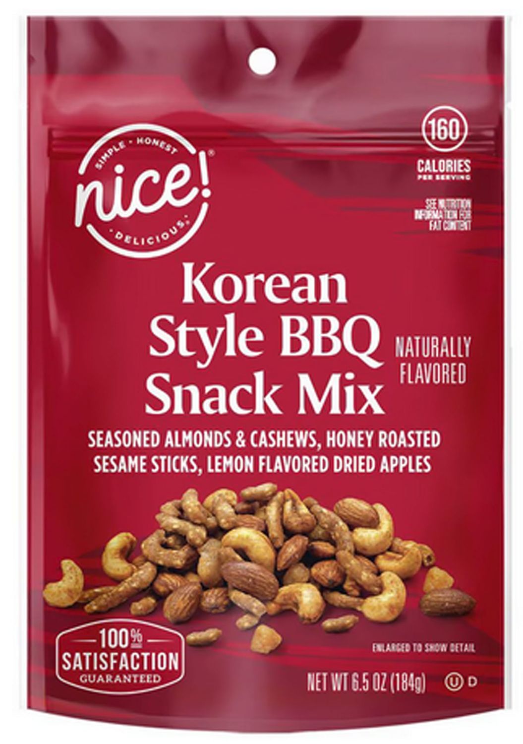 Korean Style BBQ Blend Nice Snack Snacking Food Trail Mix, 6.5 oz Bag: Seasoned Almonds &amp; Cashews, Honey Roasted Sesame Sticks, Lemon Flavored Dried Apples - Sweet Spicy