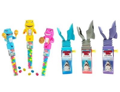 Kidsmania Candy Filled Wacky Shark &amp; Sharkbite Lollipop Gift - Pack of 6, 3 Each (Colors May Vary) By Lyza&#39;s Sweets