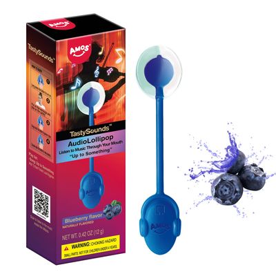 AMOS Audio Lollipop (Natural Blueberry) Music Lollipop Suckers -Up to Something- Fat Free Singing Lollipop, Creative Christmas Gift for Family Friend, for Kids Classmates Party