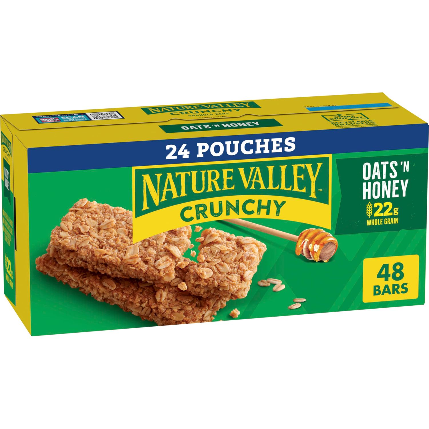 Nature Valley Crunchy Granola Bars, Oats &#39;n Honey, 48 Bars, 35.76 OZ (24 Pouches)