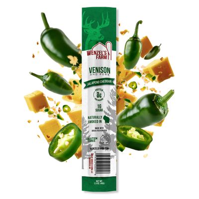 Wenzels Farm Jalapeno Cheddar Venison Snack Sticks 8 Pack | Flavorful, Naturally Smoked  High Protein, Low Carb  No MSG, Fillers, Binders, Artificial Colors  Gluten Free