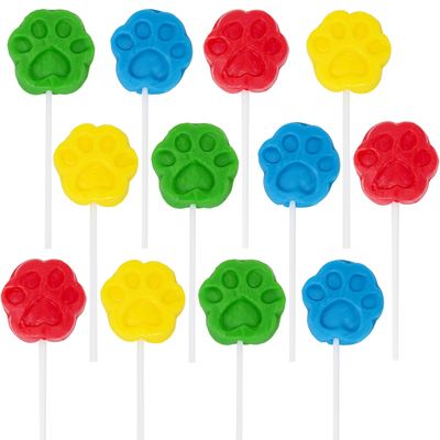 Paw Print Lollipops - Puppy Print Candy Suckers - 12 Individually Wrapped Puppy Party Favors for Dog Birthday Dog Party Favors, Puppy Themed Party Supplies - Paw Print Candy Dog Patrol