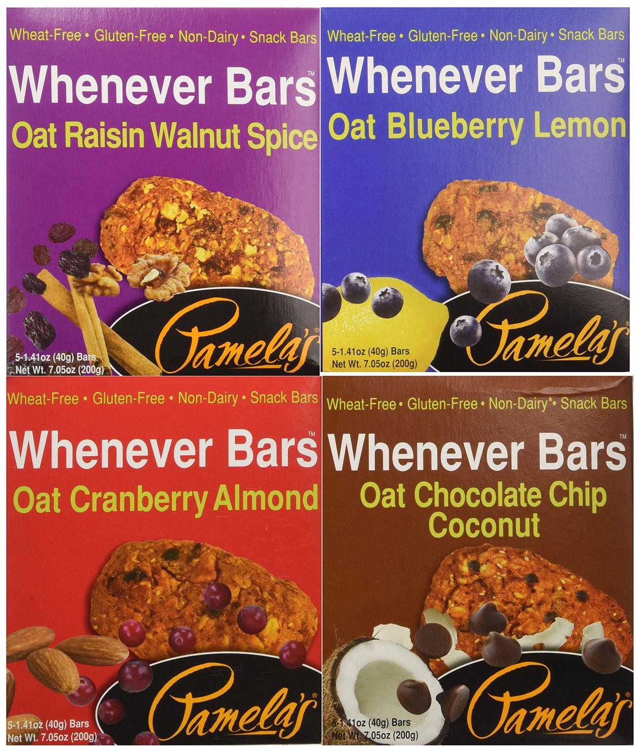 Pamela&#39;s Products Gluten Free Whenever Bars, Variety Pack of 4 Flavors, 20 Bars Total