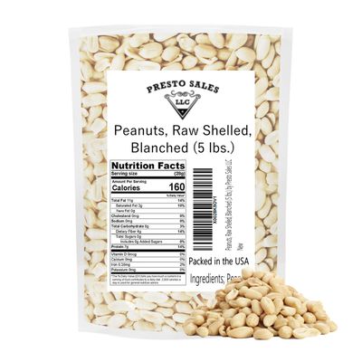 Peanuts, Fresh and Crispy Raw Shelled, Blanched, 1 Snack, Kitchen Friendly, Delicious, Loved By All, Useful, Must-Have, Packed in a convenient bag of 5 lbs. (80 oz.) by Presto Sales LLC