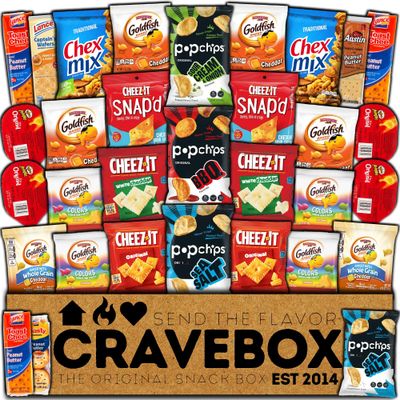 CRAVEBOX Chips and Crackers (Snack Box Mix) Gift Snacks Variety Pack Box Kids Adults Office Home Work - Valentines Day - College Back to School