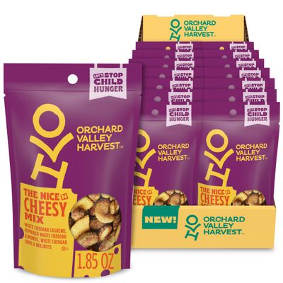 Orchard Valley Harvest Nice N Cheesy Mix, 1.85 oz (Pack of 14), White Cheddar Almonds, Cashews, Chips, Walnuts, Resealable Bag, 6g Of Protein Per Serving, Salty, Snacks for Adults &amp; Kids