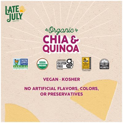 Late July Snacks Thin and Crispy Organic Tortilla Chips with Chia and Quinoa, 10.1 oz Bag