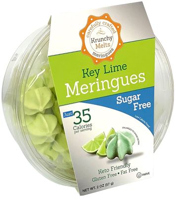 Krunchy Melts Original Sugar Free Meringue Cookies - Sugar Free Key Lime Flavor - Only 35 Calories Per Serving - Fat Free, Gluten Free, Dairy Free - Keto Friendly - Zero Net Carbs (2 Oz)