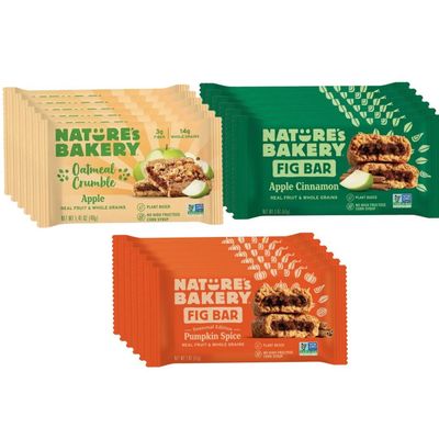 Natures Bakery Whole Wheat Fig Bars Snacks Variety Pack 18ct 3 flavors Pumpkin Spice Snacks, Apple Cinammon, Oatmeal Crumble