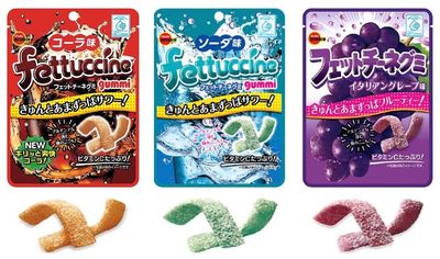 Konbini Japan - Fettuccine Japanese Gummy Candy Sweets Snack - Cola, Soda, and Italian Grape Flavors (Pack of 3)