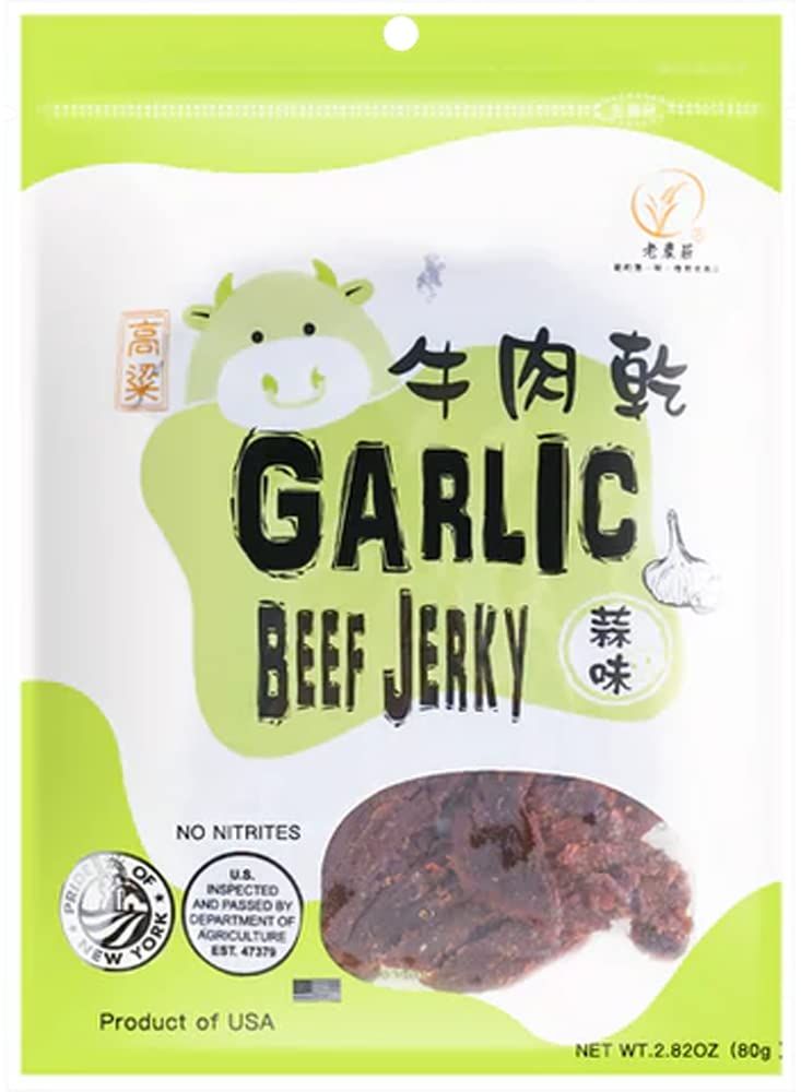 Old Country Jerky - Authentic Taiwanese Recipe - (Garlic) - Taiwanese Snacks - Jerky Protein Snack | Beef Jerky, Asian Snacks Made in The USA (1 Pack)