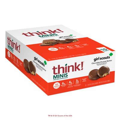 think Minis Protein Snack Bar, Gluten Free, Girl Scouts Chocolate Peanut Butter, 15 Count