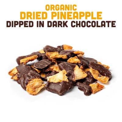 Mavuno Harvest Organic Chocolate Covered Pineapple - Organic Dried Pineapple Dipped in Dark Chocolate - Non GMO, Fair Trade &amp; Vegan Chocolate Treat - Healthy Chocolate Snacks - 3 x 3 Ounces