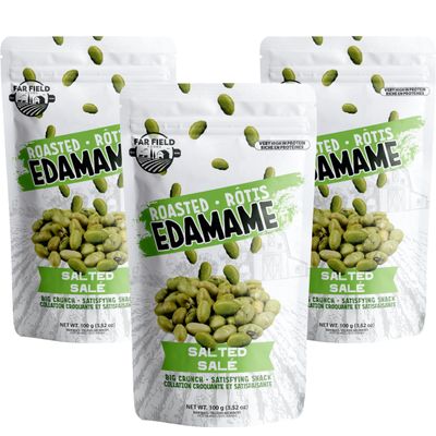 Far Field Crunchy Roasted Edamame Bean Snack - Assorted - (Variety 3 pack) (3.53 Ounce (Pack of 3), Salted)