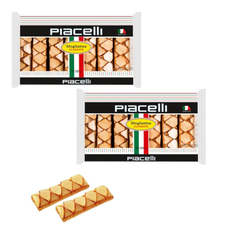 PIACELLI Sfogliatine Glassate Puff Pastry - Traditional Italian Pastry Delicacy with Light, Crispy Texture and Sweet Sugar Glaze - Crunchy Snacks Ideal for Coffee Pairing - 200g7oz (2 Pack)