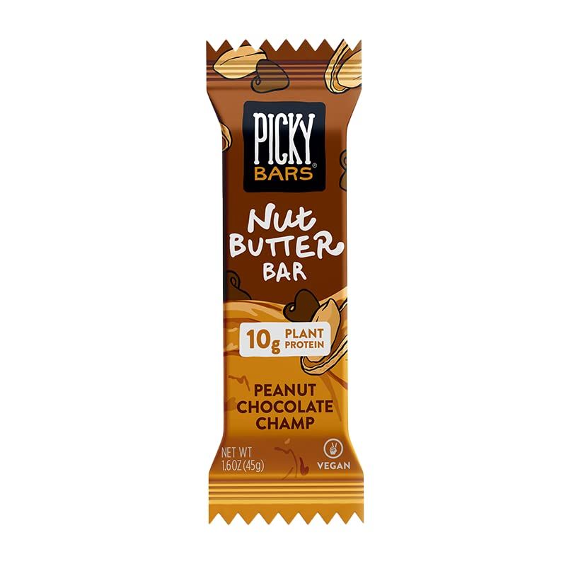 Picky Protein Nut Butter Bars, Peanut Chocolate Champ, 10g Plant Based Protein, Gluten, Dairy and Soy Free, Vegan - 10 pack