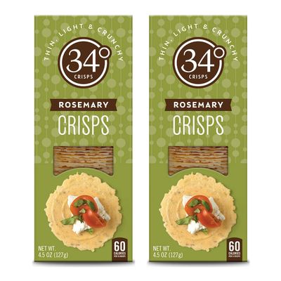34 Degrees Crisps | Rosemary Crisps | Thin, Light &amp; Crunchy Rosemary Crisps, 2 Pack (4.5oz)