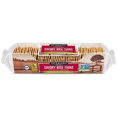 Sesmark Gluten Free Rice Thins Toasted Onion &amp; Garlic - Non GMO Project Verified - 3.2 Oz (Pack of 12)